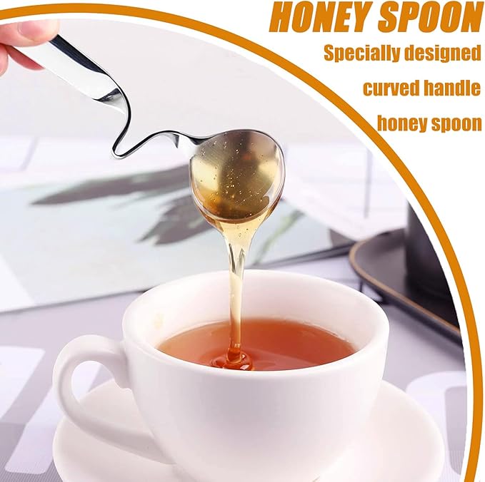 Stainless Steels Honey Spoons and Honey Dipper,2PCS Stainless Steel Honey Dipper Stirrer Server,Honey Spoon,Honey Dipper With Spiral Sugar Spoon Iced Tea Spoon Coffee Spoons for Jam,Honey,Coffee