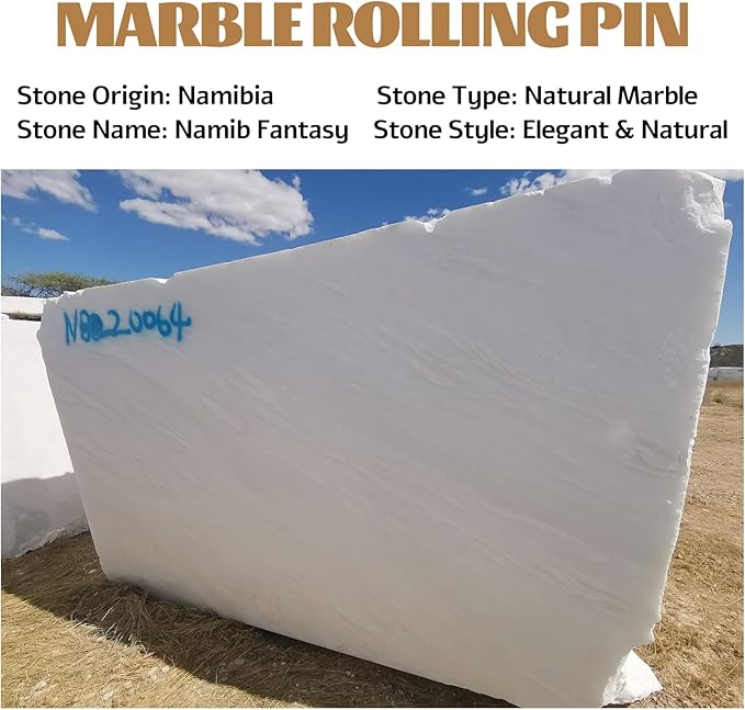 Koville African Natural Marble French Rolling Pin, 16inch Non-Stick Rolling Pin for Baking, Dough Roller for Pasta, Dumpling, Fondant, Pie, Bread, Pizza, Kitchen Baking Tools(Namib Fantasy)