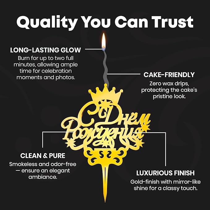 Gold C Днем Рождения Candle Topper – Elegant Reusable Food Safe Cake Decoration for Wedding, Anniversary, Engagement, Valentine’s Day, Bridal Shower & Party – Happy Birthday Cake Topper Decor