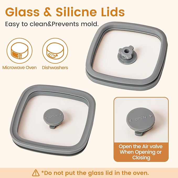 Square Glass Food Storage Jars with Lids[Set of 3], Perfect for Pasta, Cookies, Nuts, Coffee, Cereal, Flour, Organize Your Kitchen with these BPA-Free Glass Jars with Silicone Lids