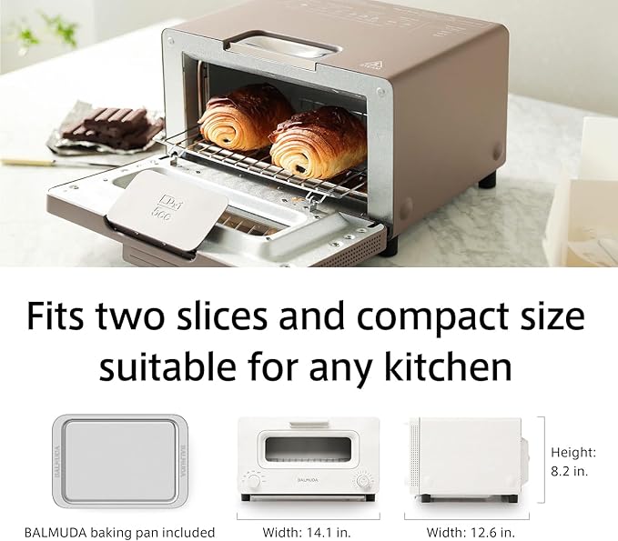 BALMUDA The Toaster | Steam Oven Toaster | 5 Cooking Modes: Sandwich Bread, Artisan Bread, Pizza & Pastry, Oven | Precise Heat Control | Steam Technology | Baking Pan | US Version | White