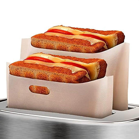12Pcs Non-Stick Toaster Bags Reusable – 6.7"x7.5" Grilled Cheese Bags, Heat-Resistant & Easy to Clean | Mess-Free Toasting, Sandwiches, Panini & More | Compatible with Toaster, Oven, Microwave & Grill