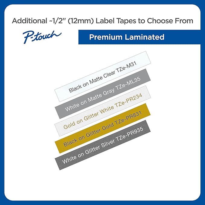 Brother Genuine P-Touch, TZe-6312Pk Tape ½” (12mm) 2-Pack Laminated P-Touch Tape, Black On Yellow Perfect for Indoor Or Outdoor Use, Water Resistant, 26.2 Ft. (8M)