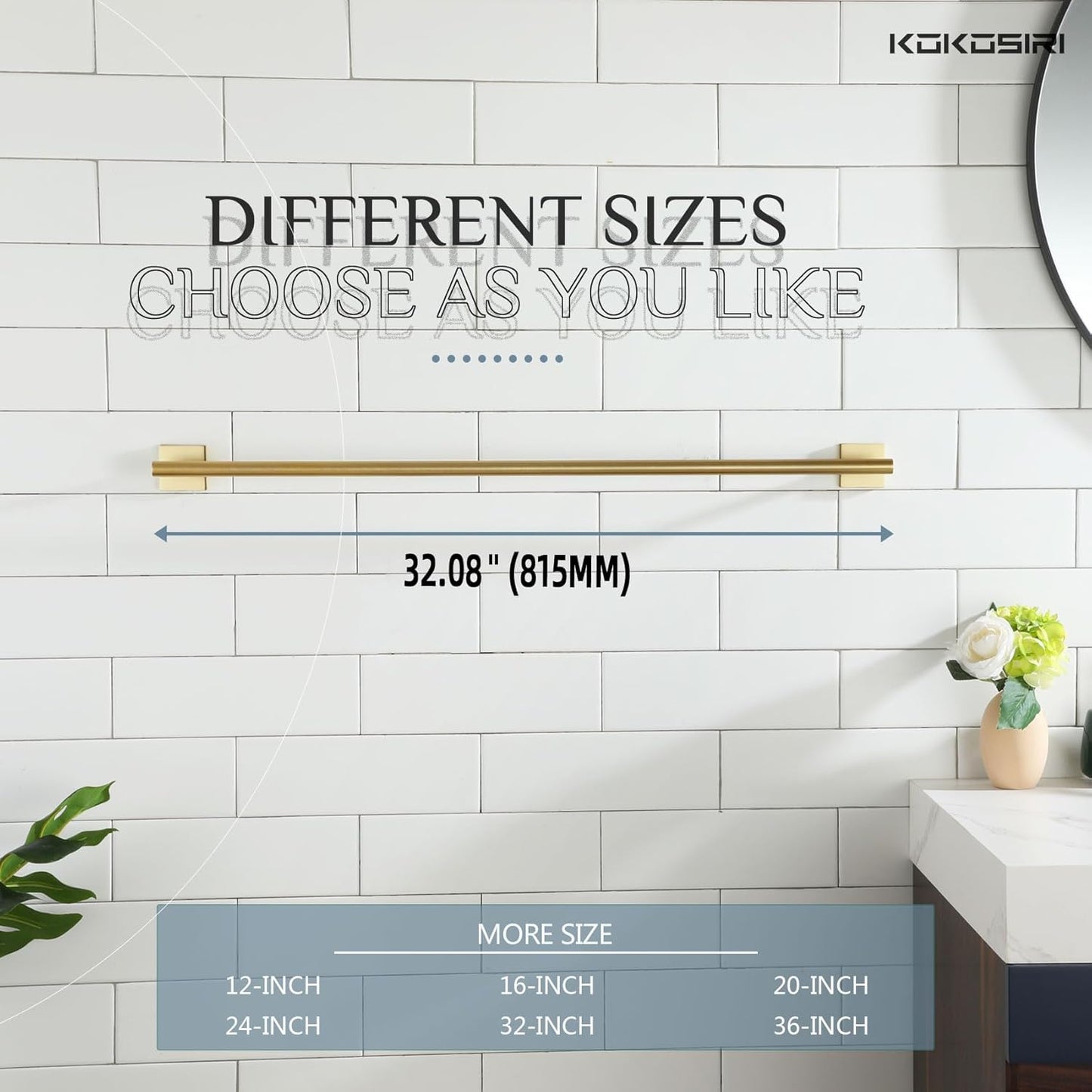 KOKOSIRI Bathroom Towel Bar 32'' Towel Holder for Bath Kitchen Cabinet Towel Rails 32 Inch Brushed Gold Stainless Steel B4005BG-L32