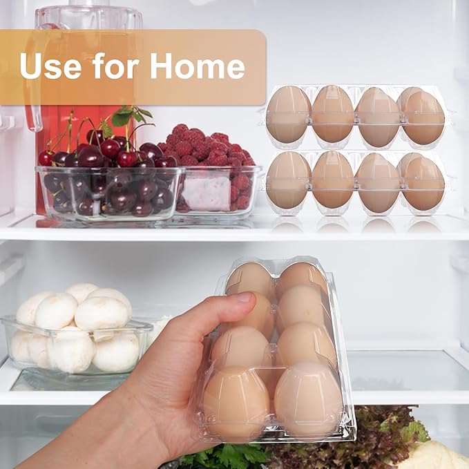 150 Pack Bulk Egg Cartons, Clear Plastic Chicken Egg Holders, Egg Tray Carton Holder for Home & Kitchen, Farm & Market Use, An Eco-Friendly Egg Storage Solution, 8 Grids，(Medium Size)…