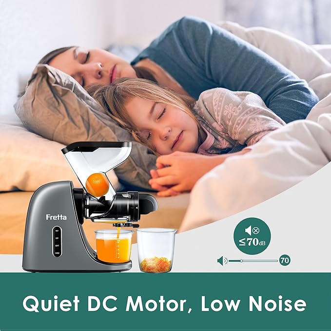 Cold Press Juicer,Juicer Machines Vegetable and Fruit with 3'' Feeding Chute, Masticating Slow Juicer Extractor, Easy to Clean,2 Speed, BPA-Free, 200W (Cool Grey)