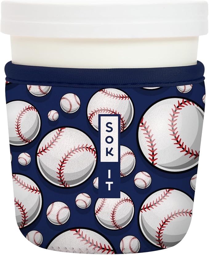 Sok It IceCreamSok Insulated Neoprene Cover (Baseball, Tapered Ice Cream Pints)