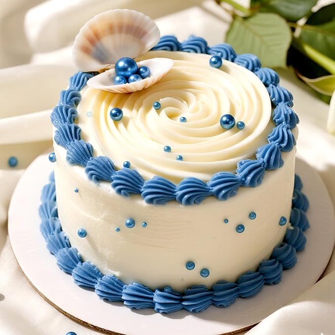 Deep Blue Pearl Sugar Sprinkles, Edible Candy Pearls, 150g/5.29oz, Blue Sprinkles for Cake Decorating, Baking Cake Decorations, Ice Cream Toppers, Cupcakes, Wedding Party Chirstmas Supplies