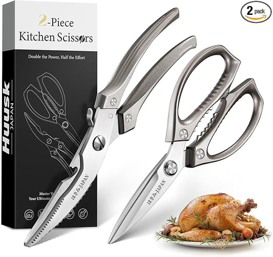 Huusk Kitchen Scissors Set, Poultry Shears Heavy Duty with Spring Loaded, Kitchen Meat Scissors All Purpose for Food, Chicken, Fish