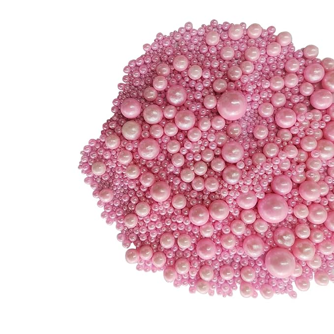 Edible Pink Sugar Pearls Candy Sprinkles 120G/ 4.23Ounce Baking Cake Sprinkles Cupcake and Cake Topper Cookie Decorations Wedding Party Valentines Halloween Christmas Supplies
