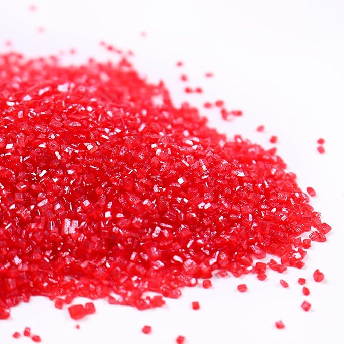 Red Sanding Sugar for Baking Edible Sparkling Sugar Sprinkles Coarse Sugar Crystals for Valentine Cake Decoration Cookie Cupcake Topper Ice Cream Topping Supplies 150g/5.3oz