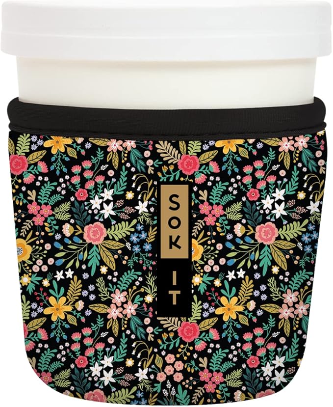 Sok It IceCreamSok Insulated Neoprene Cover (English Garden Picnic, Tapered Ice Cream Pints)