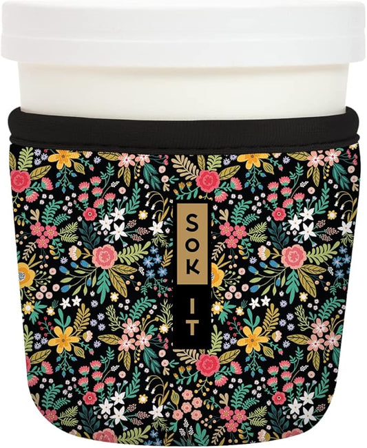 Sok It IceCreamSok Insulated Neoprene Cover (English Garden Picnic, Tapered Ice Cream Pints)