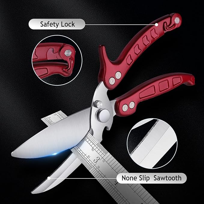 DRAGON RIOT Heavy Duty Poultry Shears - A Must Have Kitchen Shears for Chicken and Meat Cutting - Dishwasher Safe and Stainless Food Kitchen Scissors for Thanksgiving