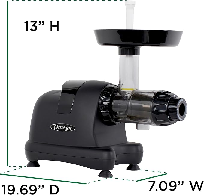 Omega Cold Press Juicer Machine, Vegetable and Fruit Juice Extractor and Nutrition System Makes Nut Milks Baby Food and Sorbets, Triple-Stage 80-RPM Slow Masticating Juicer, 200-Watts, Black