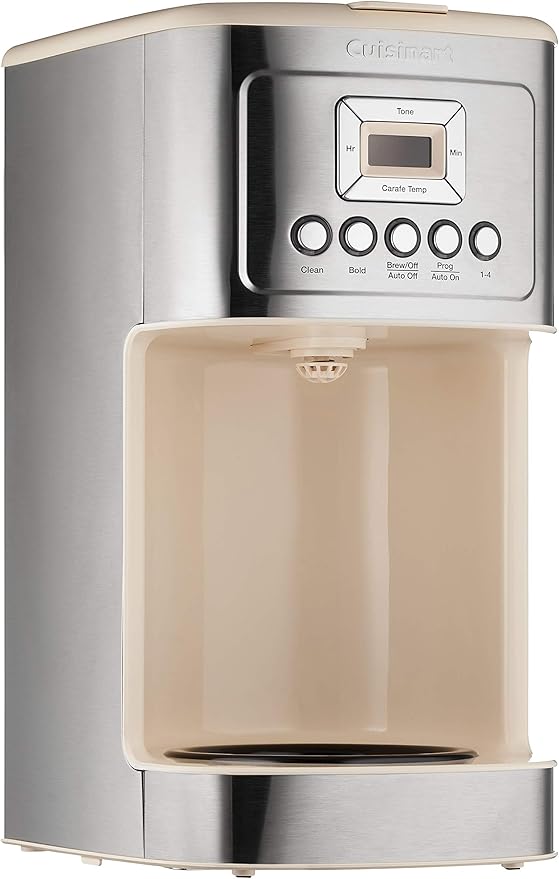 Cuisinart Coffee Maker, 14-Cup Glass Carafe, Fully Automatic for Brew Strength Control & 1-4 Cup Setting, Stainless Steel, DCC-3200CRM, Cream.