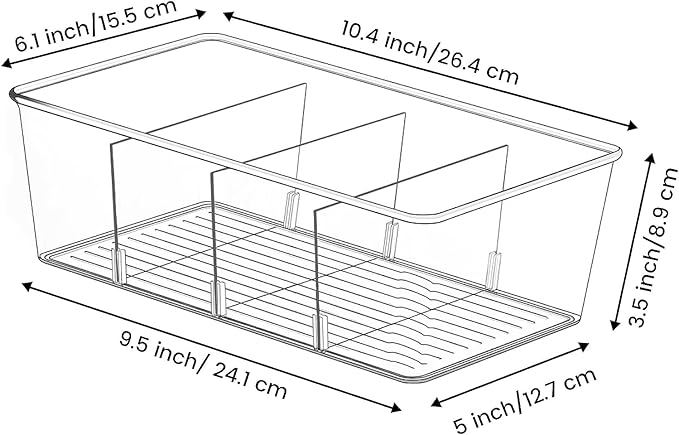 wilfox Pantry Organizer, 7 Pack Clear Organizer Bins with Removable Dividers, Pantry Organizers and Storage, Fridge Organizer and Cabinet Organizer for Snack, Pouches, Spice Packets