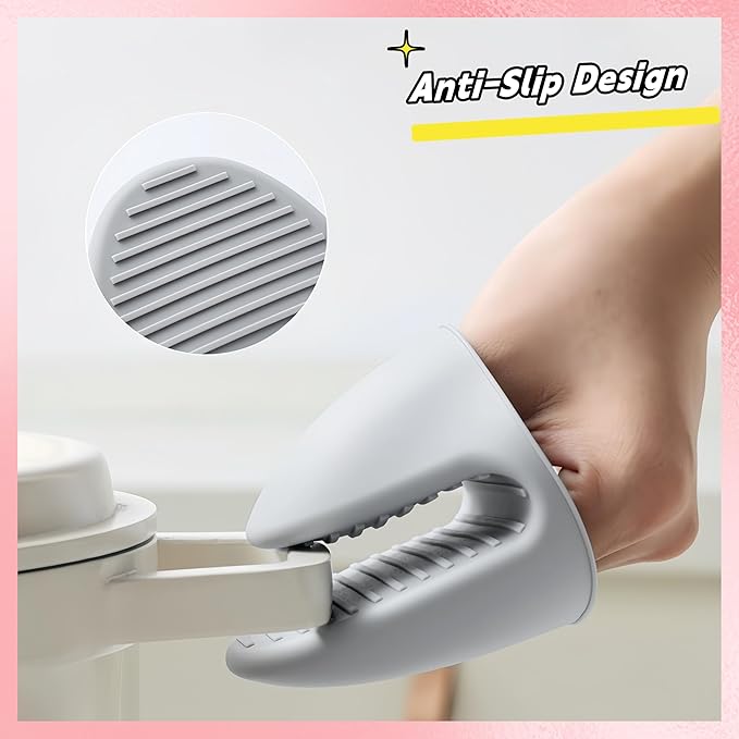 Oven Mitts, 3 Pairs Mini Silicone Heat Resistant Oven Mitts Gloves, Rubber Oven Mitt Potholders for Kitchen Cooking, Thickened & Portable Cute Oven Mitts