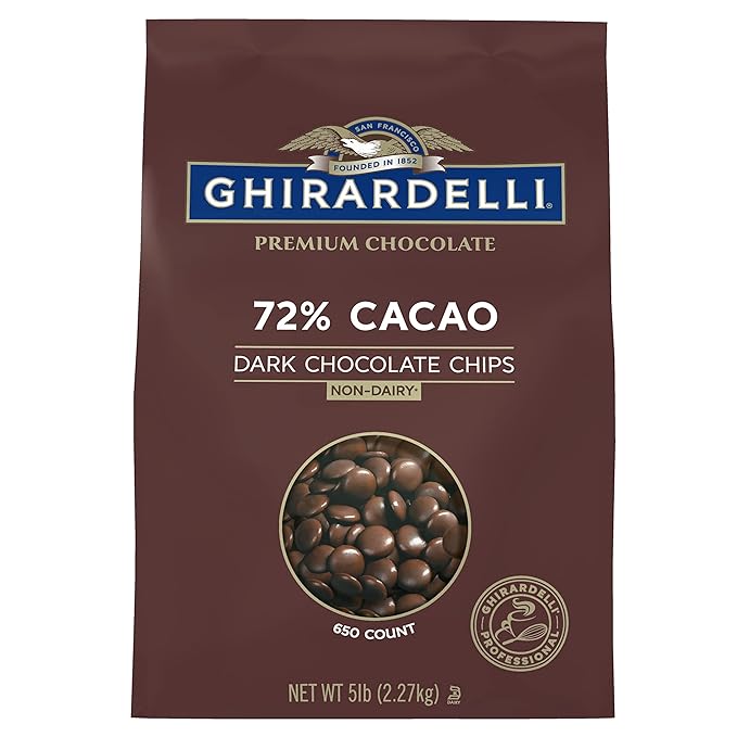 Ghirardelli Chocolate Company 72% Cacao Dark Chocolate Chips, 5lb. Bag (Pack of 1)