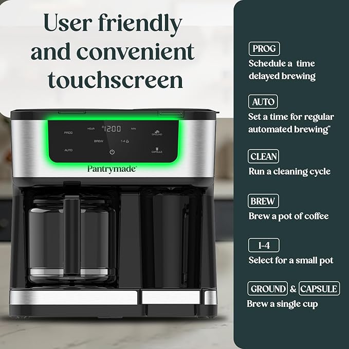 Deluxe 12-Cup Coffee Maker & Single Serve Brewer – Programmable, K-Cup Compatible, Adjustable Brew Size, Glass Carafe, Auto Shut-Off - Ideal for Home or Office