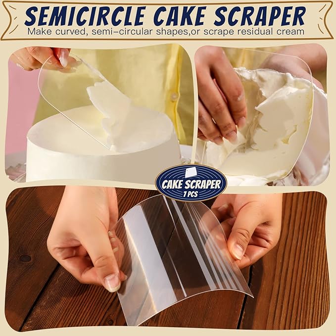 Teenitor Cake Scraper Cake Smoother, 7 Pcs Cake Tools Icing Scraper Cake Scraper Smoother Cake Icing Smoother Tool For Cake Decorating