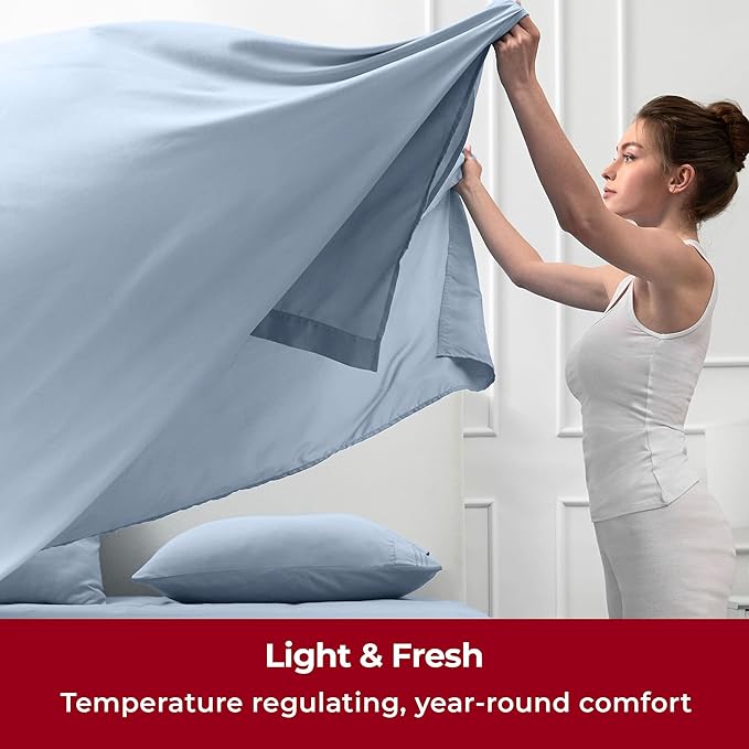 Mellanni Twin Sheets Set - 3 PC Iconic Collection Bedding - Hotel Luxury, Extra Soft, Cooling Bed Sheets - Wrinkle, Fade, Stain Resistant (Twin, Blue Hydrangea)