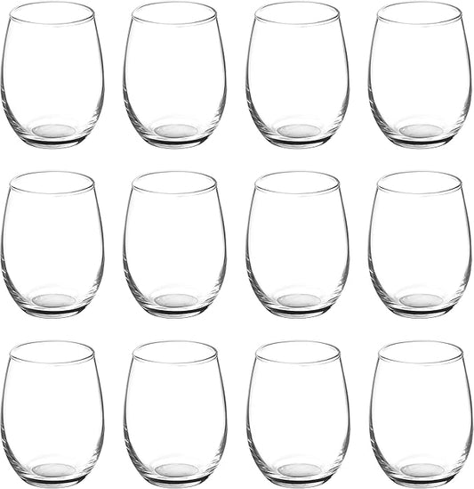DISCOUNT PROMOS Stemless Wine Glasses by ARC 5.5 oz. Set of 12, Bulk Pack - Perfect for Hotel, Bar, Restaurant or Lounge - Black