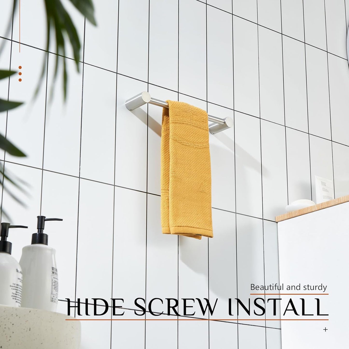 KOKOSIRI Towel Bars Brushed Nickel 16-Inch Single Rod Hand Towel Holder Wall Mounted Hanger for Bathroom Lavatory Hardware Stainless Steel, B4007BR-L16