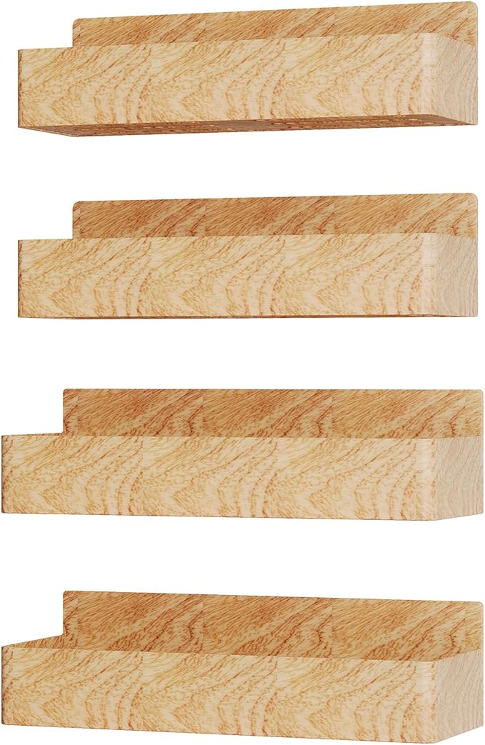 Magnetic Spice Rack for Refrigerator, Kitchen Organizer and Storage Shelf, Woodgrain (4 Pack)…