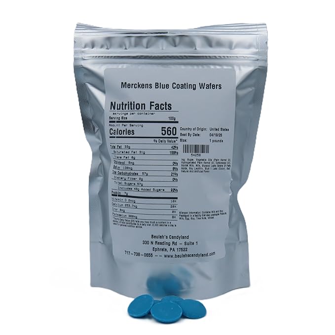 MERCKENS Coating Wafers, Blue Melting Chocolate, 1 Pound Package