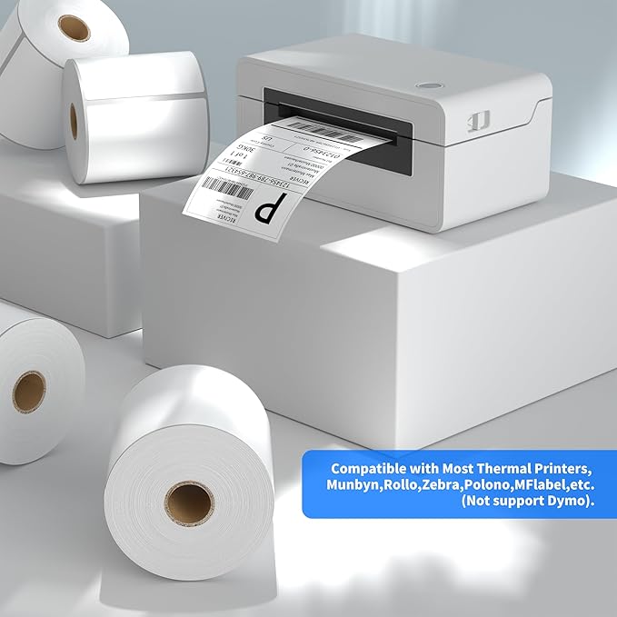 FungLam 4"x6" Direct Thermal Shipping Labels - Compatible with Zebra, Munbyn, Rollo Printers - 450 Labels Per Roll, 20 Rolls