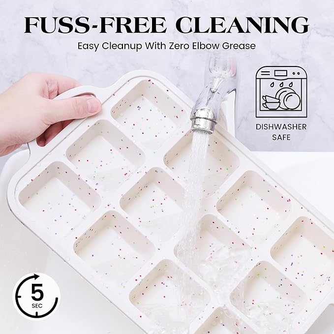 2 Pcs Brownie Pan With Dividers Silicone Nonstick Mini Individual 12 Cup Square Muffin Cupcake Pans with Metal Frame(Cream)