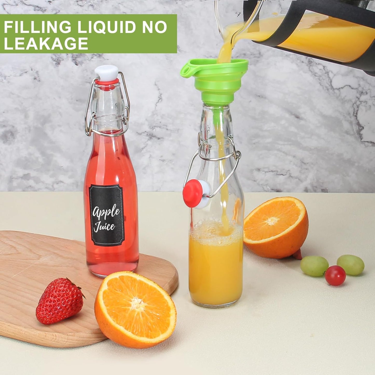 Ruckae 8 Pack 16oz Swing Top Glass Bottles with Air Tight Lids Kombucha Coquito Flip Top Glass Bottle Kefir Syrup Vanilla Extract Beer Brewing Bottles for Gift (16 oz 8 pack)