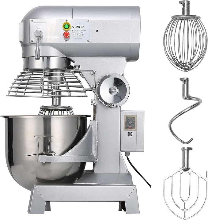 Happybuy 30Qt Commercial Food Mixer with Timing Function， Commercial Mixer 1250W Stainless Steel Bowl Heavy Duty Electric Food Mixer Commercial with 3 Speeds Adjustable, Perfect for Bakery Pizzeria
