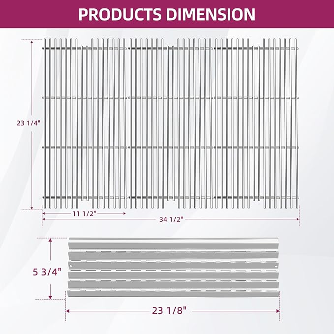 54911 Cooking Grid Grates with 94091 Heat Plate Replacement for Viking VGBQ 30" T Series, VGBQ 40 T SER, VGBQ410-3RE, VGIQ410-3RE, VGBQ 41'T,VGBQ300T,VGBQ0302T, VGBQ3002RT Grill Parts
