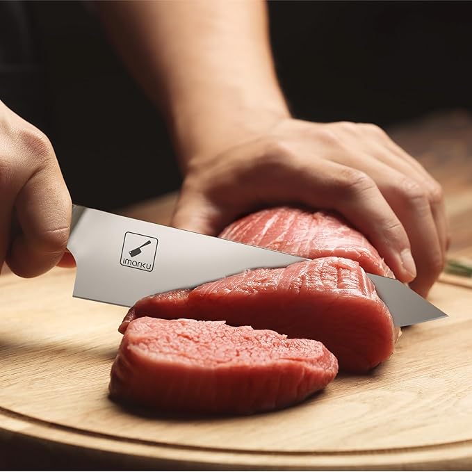 imarku Japanese Chef Knife, 8 Inch Damascus Kitchen Knife, Chef's Knives with Unique Design Wood Handle, Powder Steel Forged Super Sharp Knife With Gift Box, Birthday Gift for Women and Men