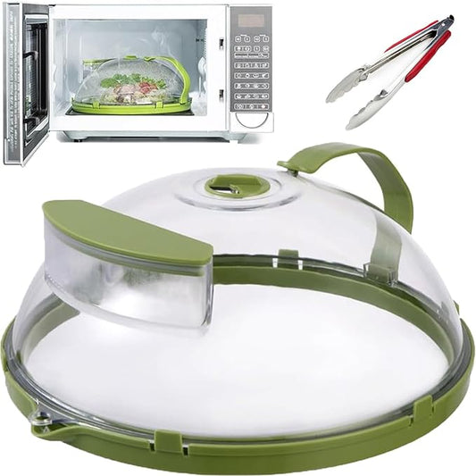 Steam And Reheat Microwave Cover, Microwave Splatter Cover, 2-In-1glass Microwave Cover For Food, Adjustable Steam Hole, Food Water Storage Box, Splash-Proof Design For Cooking (C)