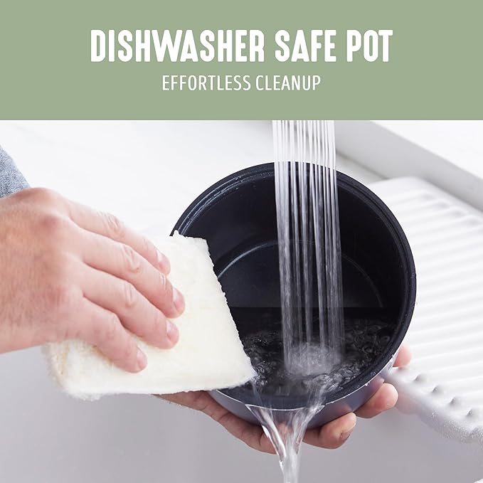 GreenLife Electric Rice Cooker, 3-Cups Uncooked/6-Cups Cooked, Removable PFAS-Free Nonstick Pot, One-Switch Design, Auto Keep Warm, Small Space Saving, Rice Paddle, Soup, Grains, Oatmeal, 1.5 QT, Green