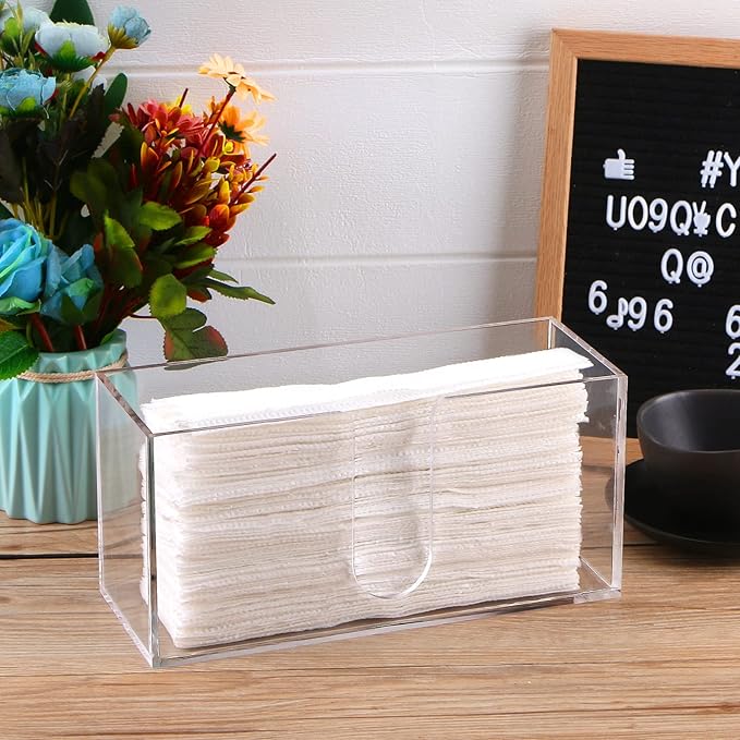 Acrylic Countertop Paper Towel Dispenser, Clear Trifold Napkin Holder, Suitable for Z-fold, C-fold or MultiFold Trifold Paper Towels for Bathroom and Kitchen