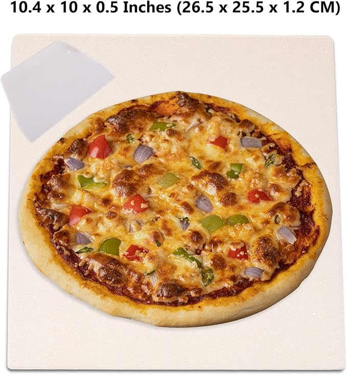 10”x10.4”x0.5” Pizza Stone for Toaster Oven | Rectangular Cordierite Grilling Stone Bread Baking Stone for Grill, Oven
