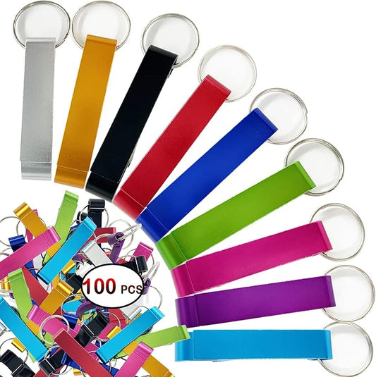 Slavna 100 Bottle Opener Keychain Bulk for Men Women Multicolor Aluminum Key Chain Beer Can Bottle Opener for Party Favor Wedding Favor Bartender Groomsmen Fathers Day