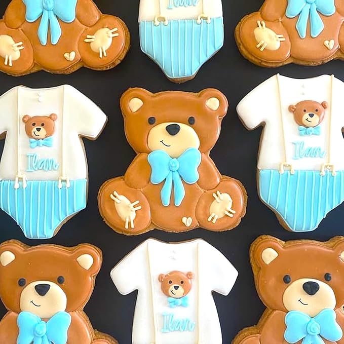 Baby Shower Cookie Cutters 8Pcs, Cute Shapes Baby Carriage Onesies Bottle Bib Clothes Elephant Bear Fondant Cutter, Sturdy Metal Biscuit Cutter Cookie Mold for Baby Shower Baking & Gift