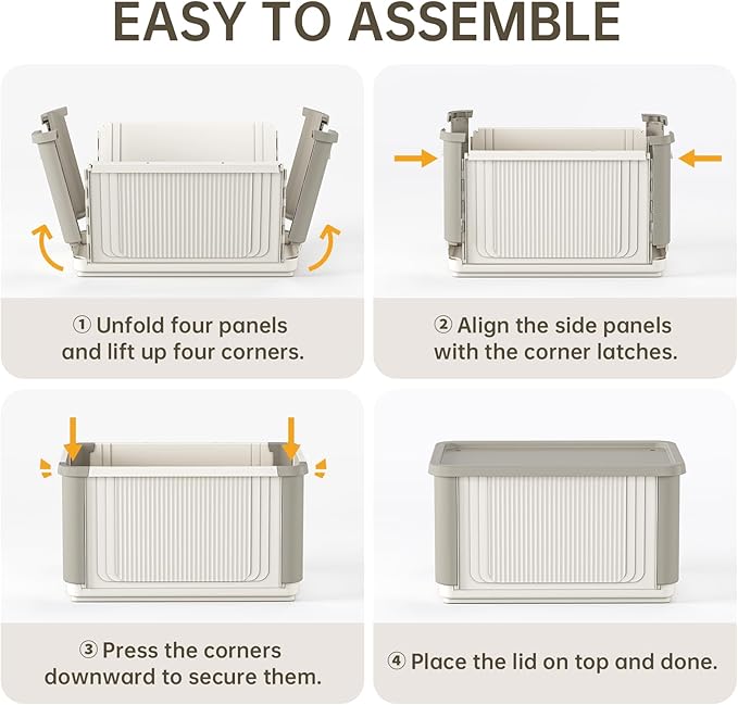 HAIXIN Collapsible Storage Bin with Lid - 62.8 QT Foldable Closet Organizers Stackable Storage Box Plastic Storage Container for Home Garage Office, 1 Pack