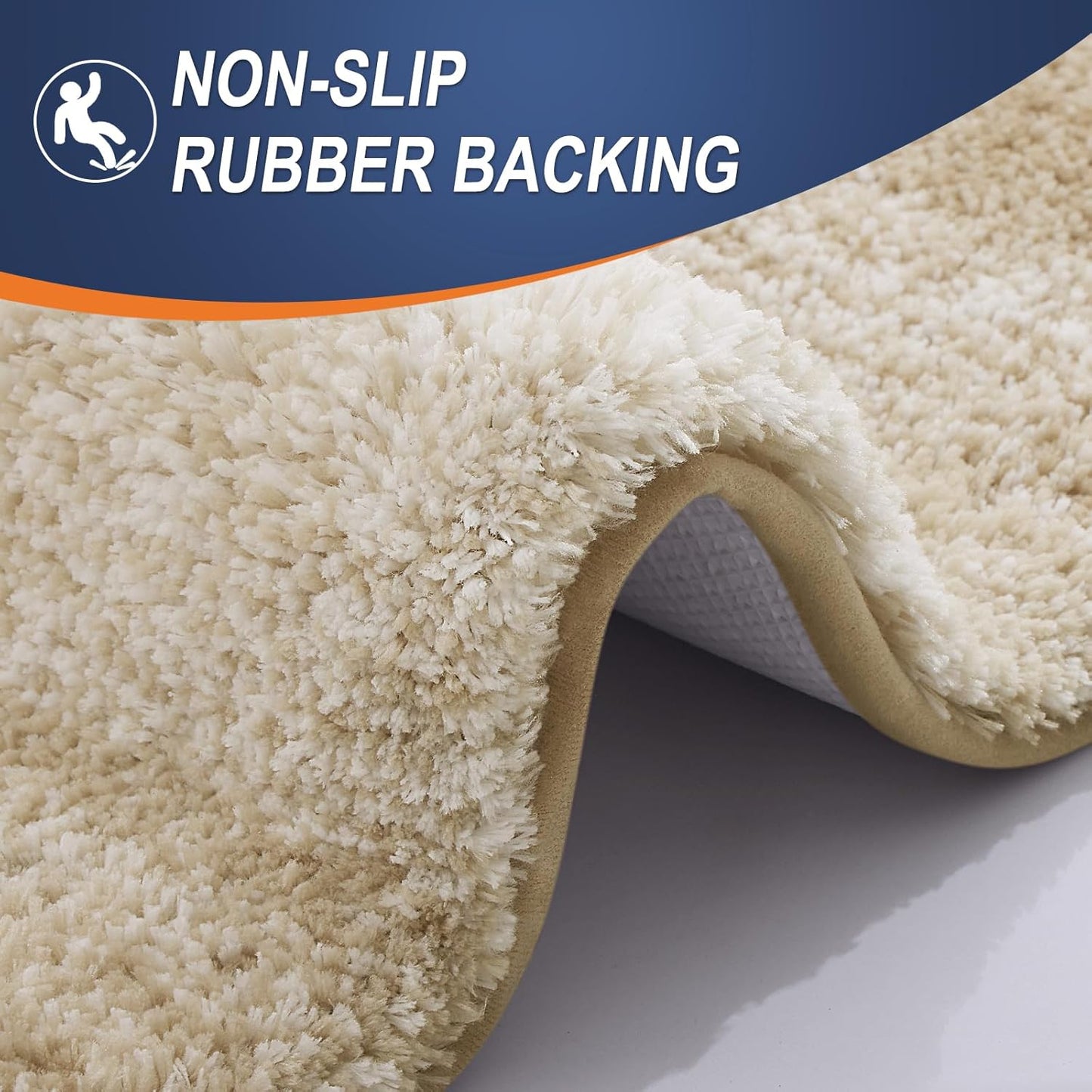 OLANLY Bathroom Runner Rugs 47x24, Extra Soft Absorbent Microfiber Bath Rugs, Rubber Backing, Quick Dry, Machine Washable Bath Mats for Bathroom Floor, Tub and Shower, Home Decor Accessories, Tan