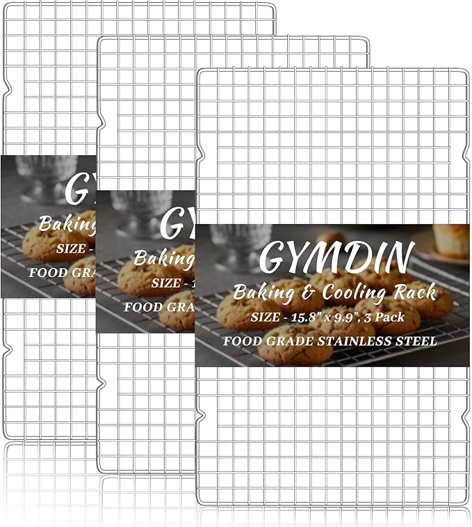 Cooling Racks for Cooking and Baking - 3PCS 16" x 10" Premium Stainless Steel Wire Cookie Cooling Rack for Baking, Roasting, and More - Oven & Dishwasher Safe - Fits Jelly Roll Pan