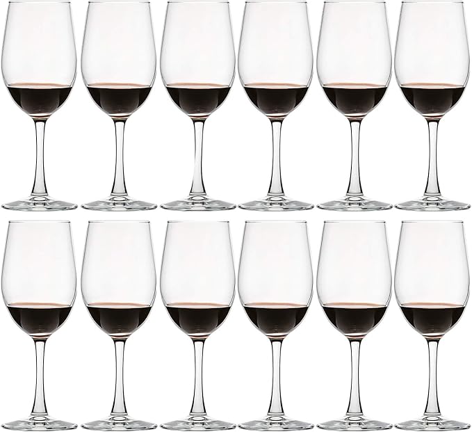 UMI UMIZILI 12 Ounce - Set of 12, Classic Durable Red/White Wine Glasses For Party
