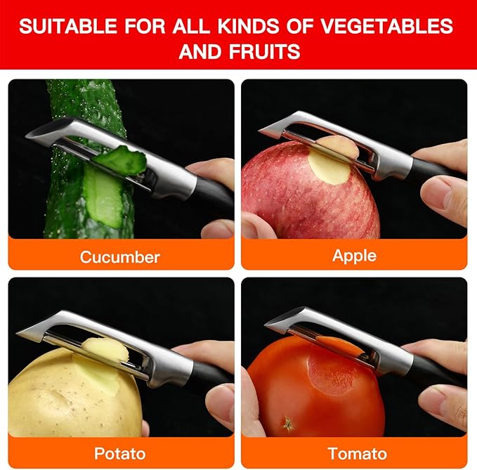 304 Stainless Steel Multi-Function Kitchen Peeler - With Solid Wood Handle, Sharp & Durable Blade, Effortlessly Peels Vegetables and Fruits, Essential Kitchen Tool