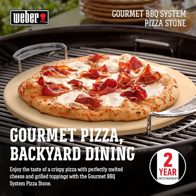 Weber Gourmet BBQ System Pizza Stone with Carry Rack,16.7" Long
