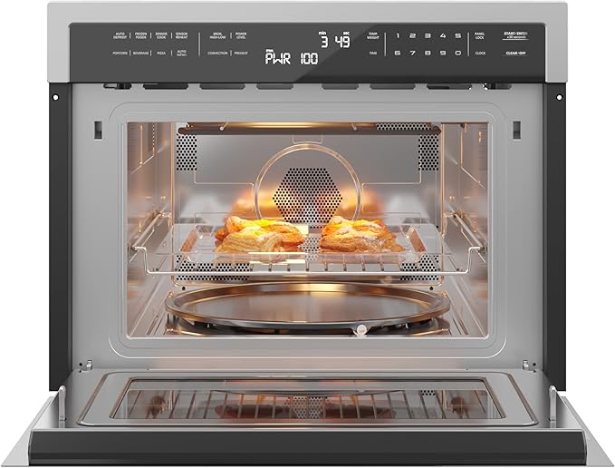 KoolMore 24 Inch Built-in Convection Oven and Microwave Combination with Broil, Soft Close Door, 1000 Watt Power, Stainless Steel Finish, Touch Control LCD Display (KM-CWO24-SS)