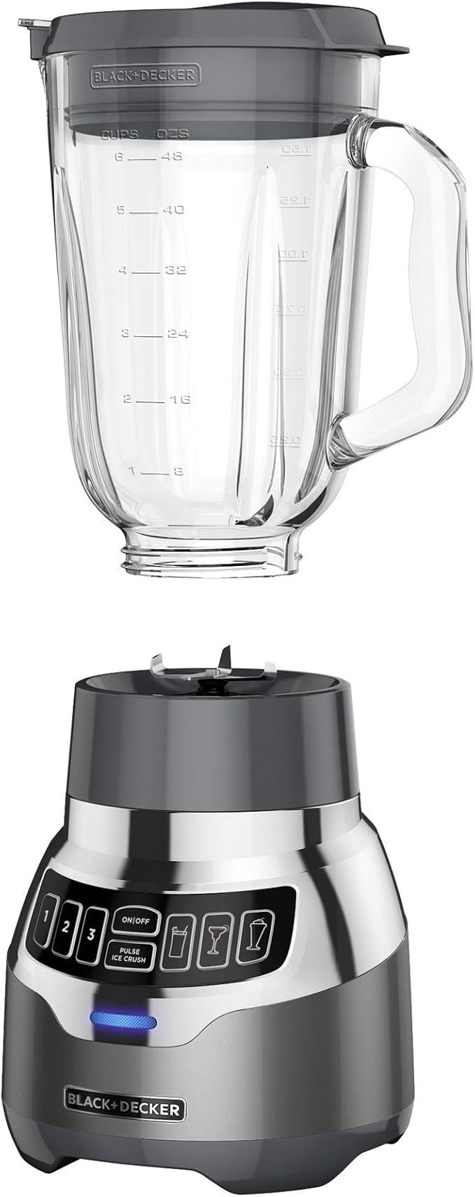 BLACK+DECKER PowerCrush Digital Blender with Quiet Technology, Stainless Steel, BL1300DG-P